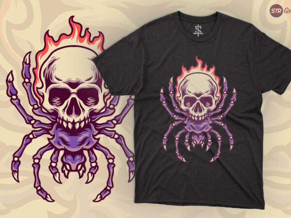 Skull tarantula – retro illustration t shirt template vector