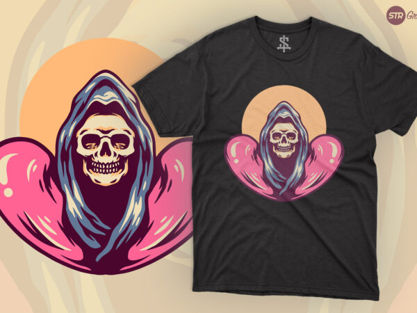 Skull broken heart -m retro illustration t shirt template vector