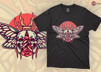 Rose Skull Insect – Retro Illustration t shirt design online