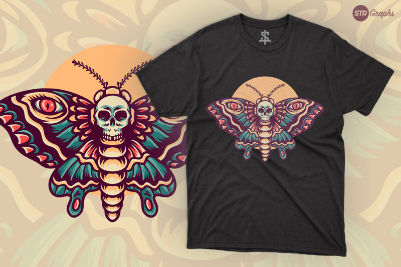 Skull Butterfly – Retro Illustration