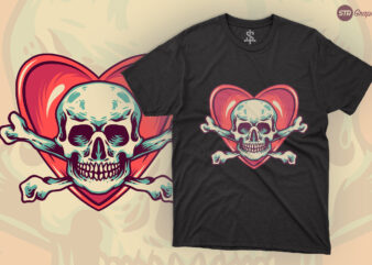 Love Skull – Retro Illustration t shirt vector graphic