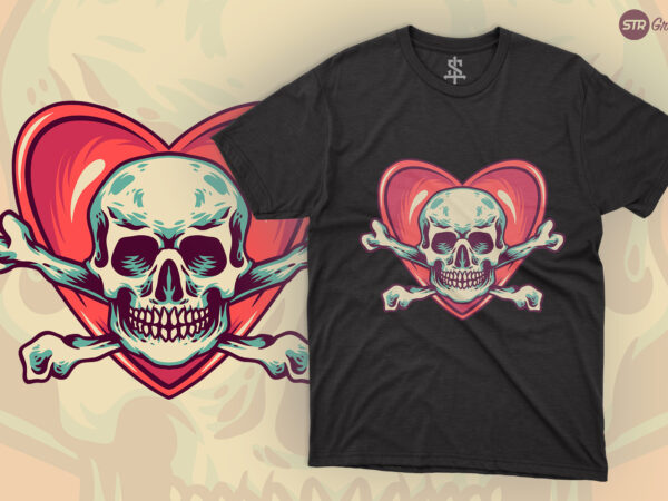 Love skull – retro illustration t shirt vector graphic