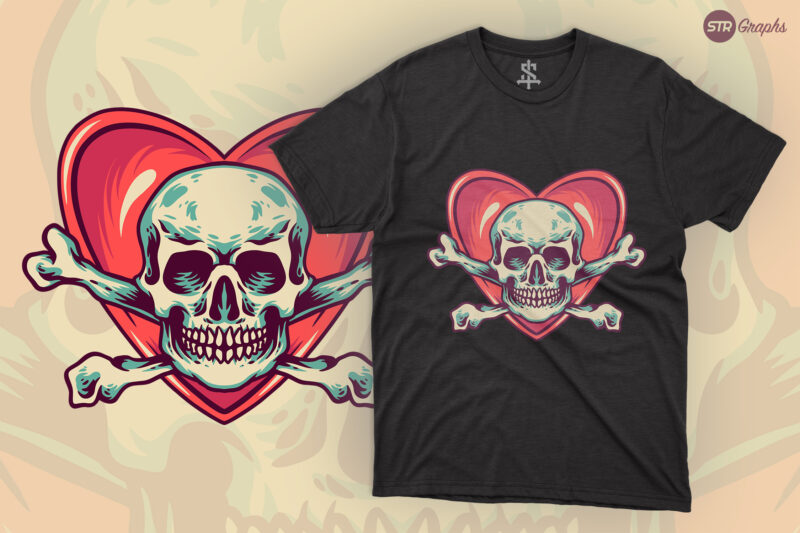 Love Skull – Retro Illustration