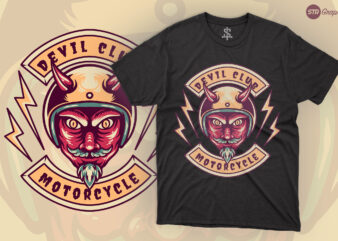 Devil Club Motorcycle – Retro Illustration t shirt vector illustration