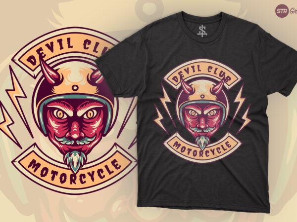 Devil club motorcycle – retro illustration t shirt vector illustration