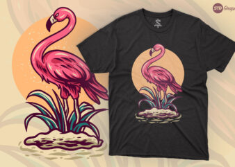 Summer Flamingo – Retro Illustration t shirt template vector