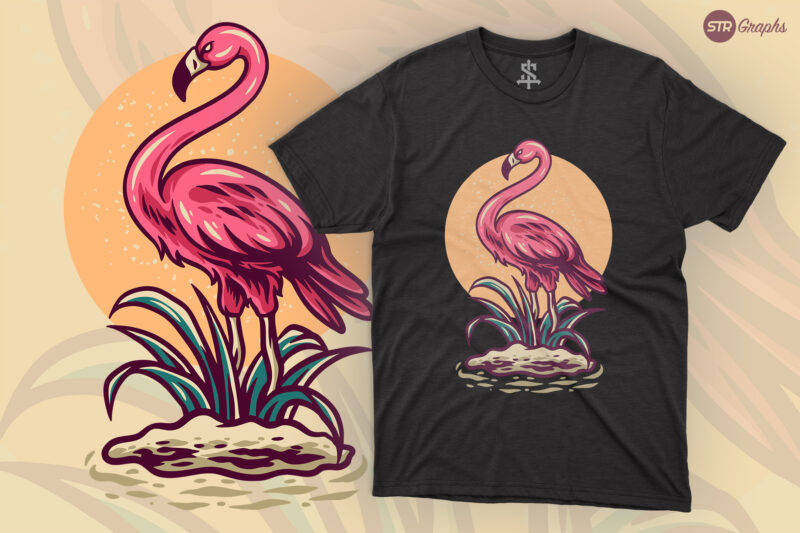 Summer Flamingo – Retro Illustration