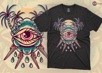 Summer Eye – Retro Illustration t shirt template vector