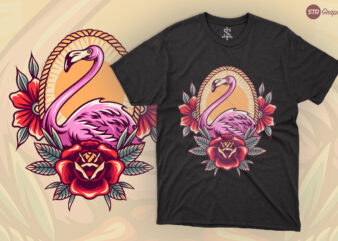 Summer Flamingo – Retro Illustration t shirt template vector
