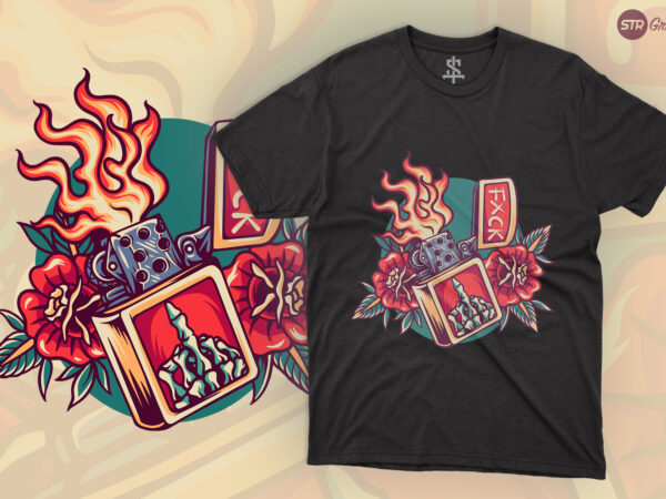 Fire lighter – retro illustration t shirt graphic design
