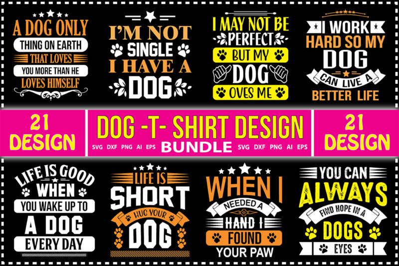Dog T- Shirt Design Bundle, Dog SVG Bundle
