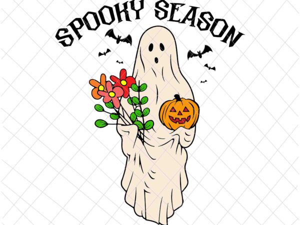 Spooky season svg, groovy vintage floral ghost cute halloween svg, floral ghost cute svg, ghost cute halloween svg t shirt template vector