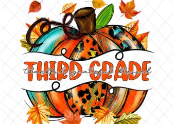 Third Grade Pumpkin Png, Third Grade Autumn Png, Third Grade Thankful Png, Back To School Third Grade Autumn Fall Png t shirt designs for sale