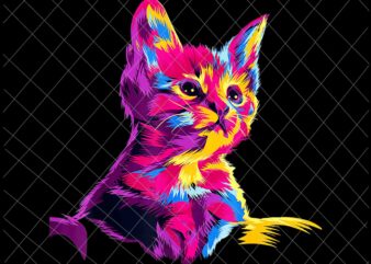 Kitten Colorful Art Png, Cat Lovers Png, Cat Dad Png, Cat Mom Png, Cat Colorful Png t shirt vector art
