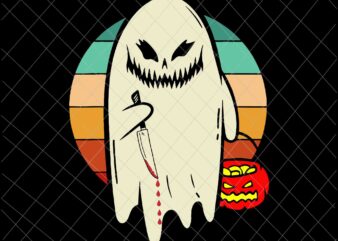Spooky Ghost Retro Halloween Svg, Ghost Halloween Svg, Ghost Knife Svg, Ghost Knife Halloween Svg, Funny Halloween Svg