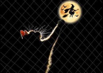 Cat Catching The Moon Png, Funny Cat Halloween Png, Cat Moon Halloween Png, Cat Halloween Png t shirt vector file