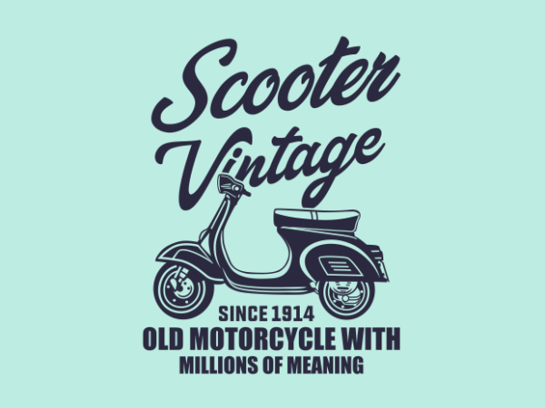 Vintage blue scooter t shirt vector art