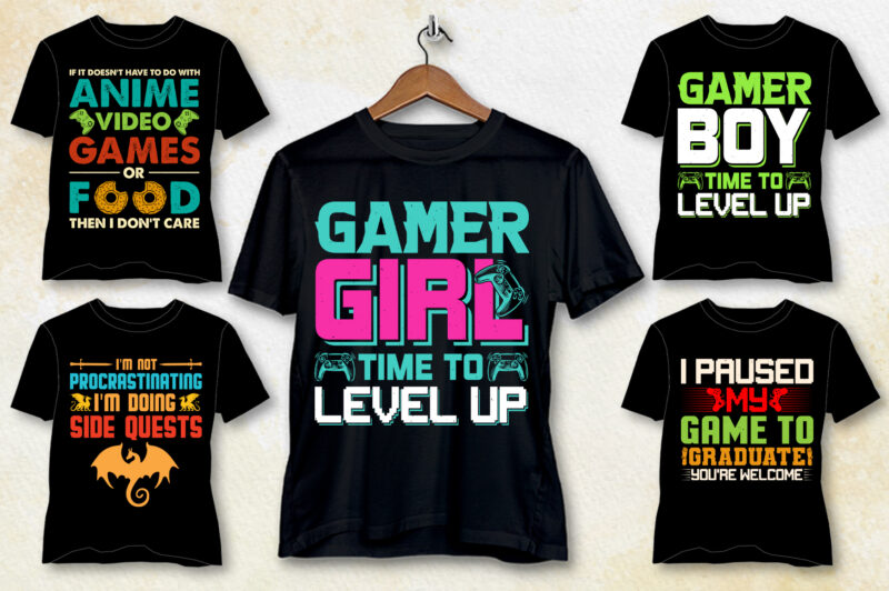 Video Game T-Shirt Design Bundle