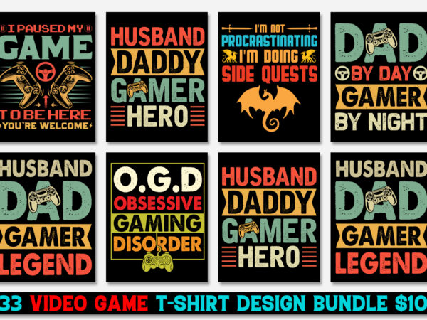 Video game t-shirt design bundle