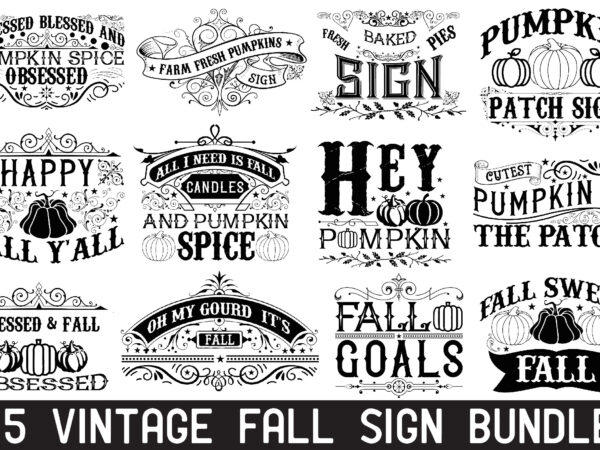 Vintage fall sign bundle t shirt vector art