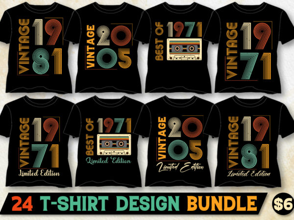 Vintage limited edition t-shirt design bundle