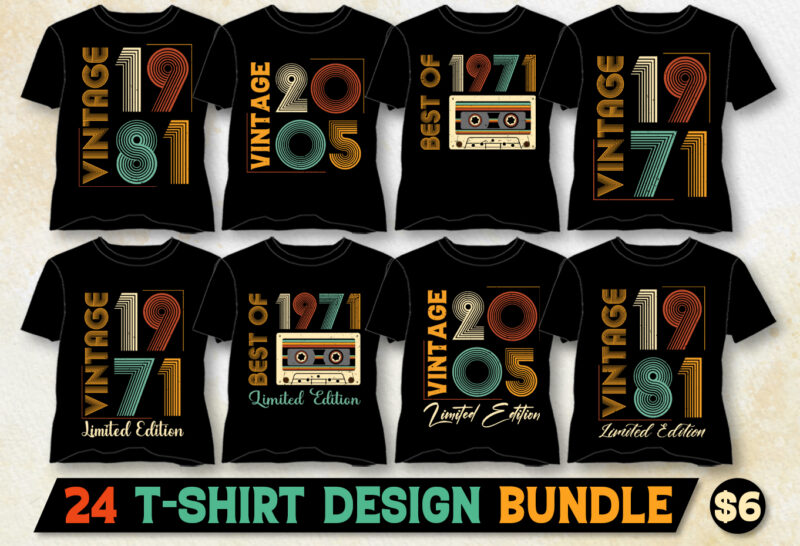 Vintage Limited Edition T-Shirt Design Bundle
