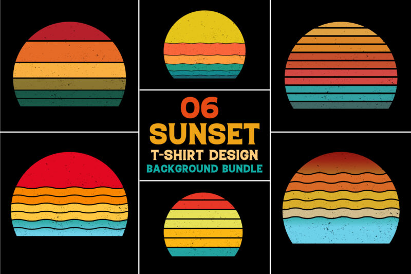 Sunset Vintage Colorful Background for T-Shirt Design