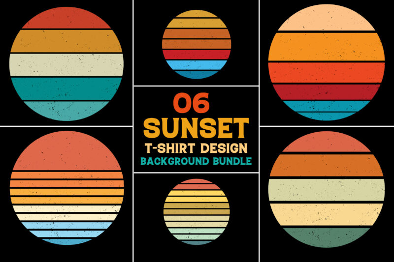 Sunset Vintage Retro Grunge Background Bundle for T-Shirt Design