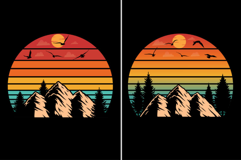 Sunset Colorful T-Shirt Background Graphic Bundle