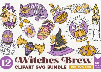 Witches Brew SVG Bundle, Halloween Witch Clipart, Halloween Sublimation Bundle, Buy tshirt designs