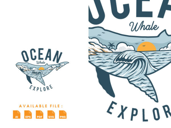 Ocean whale tshirt design