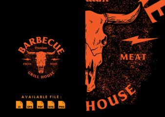 Barbecue Skull Cow Tshirt Design
