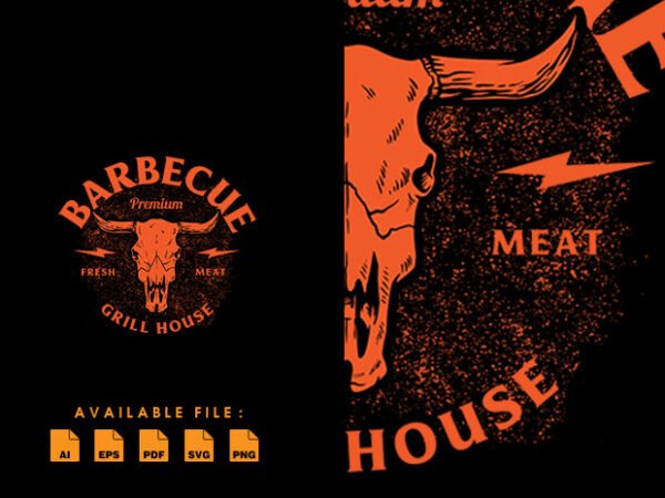 Barbecue skull cow tshirt design