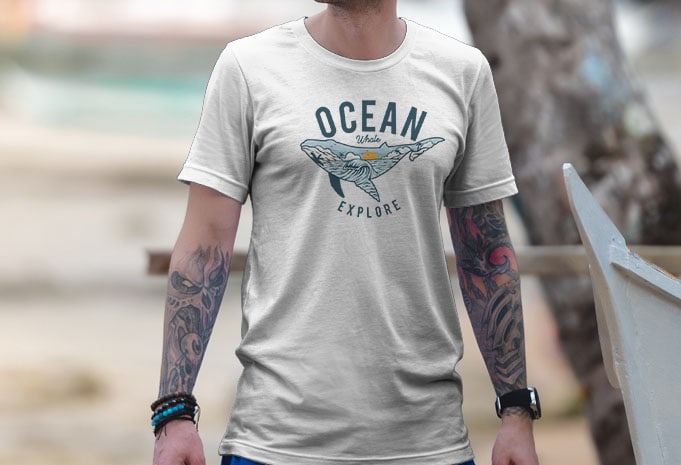 Ocean Whale Tshirt Design