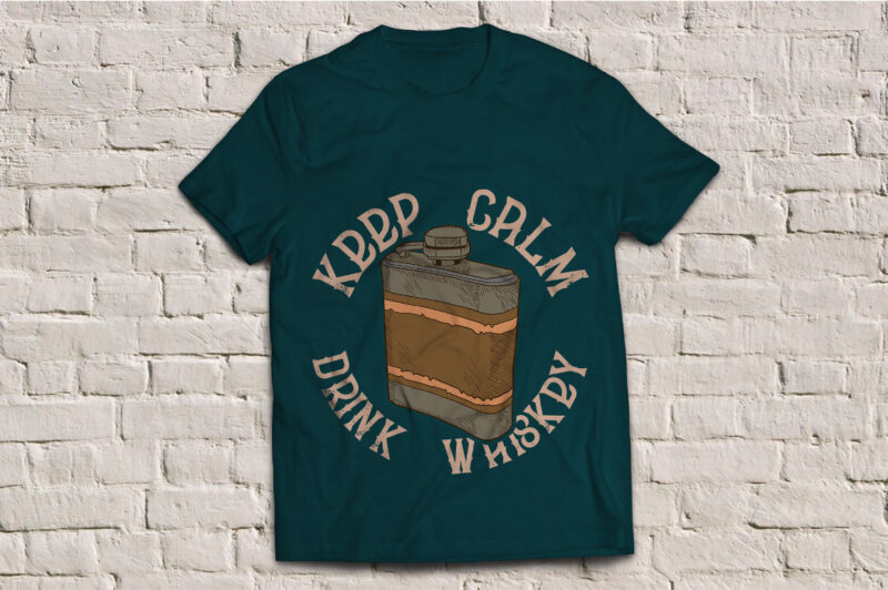 A flask with whiskey inside, t-shirt design