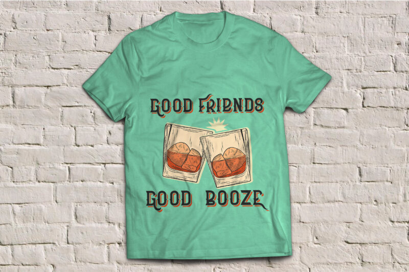 Two glasses of whiskey , t-shirt design