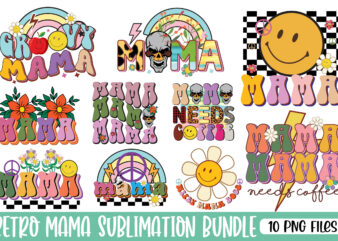 Retro Mama PNG Sublimation Bundle t shirt design online