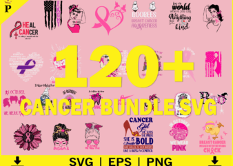 120 Breast Cancer SVG Bundle, Cancer SVG, Cancer Awareness, Instant Download, Ribbon,Breast Cancer Shirt, cut files, Cancer T shirt Design
