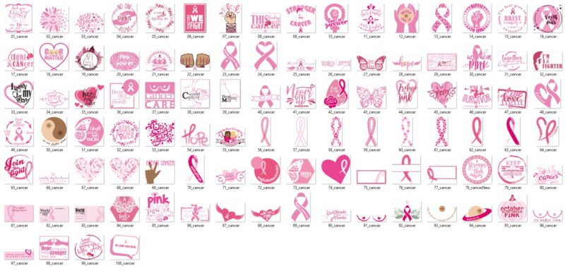 120 Breast Cancer SVG Bundle, Cancer SVG, Cancer Awareness, Instant Download, Ribbon,Breast Cancer Shirt, cut files, Cancer T shirt Design