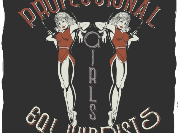 Two women equilibrists on the rope, circus performers t shirt designs for sale