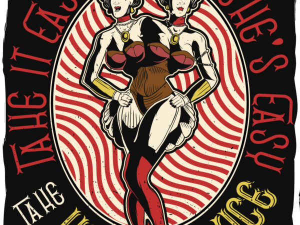 Siamese twins women wearing a corset, freak show performers t shirt template vector