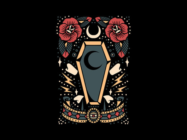 Coffin rose tattoo flash t shirt vector file