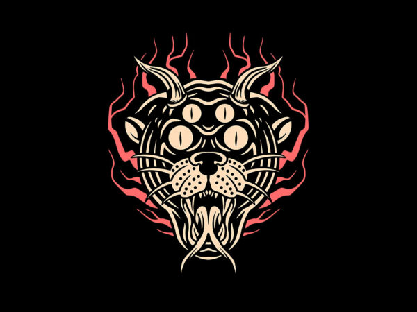 Demon cat t shirt vector illustration