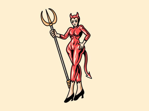 Devil girl t shirt vector illustration