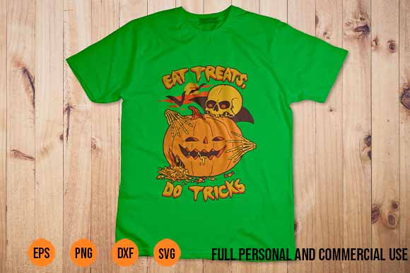 Funny Happy Halloween Skull and Pumpkin Shirt Design