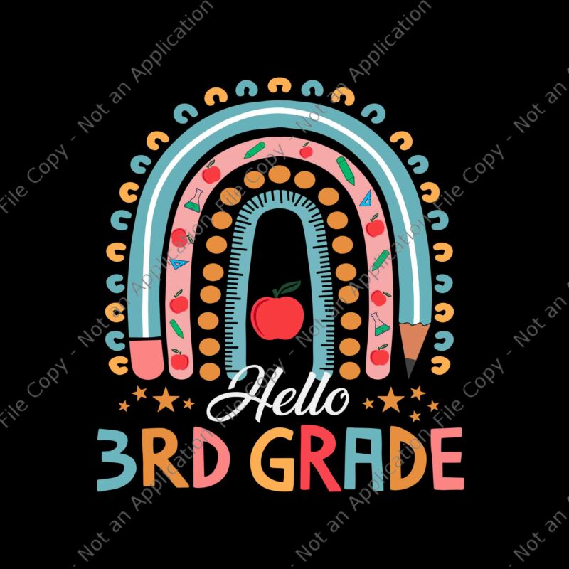 Hello 3rd Grade Teacher Leopard Rainbow Back To School Svg, Hello 3rd Grade Svg, Back To School Svg, School Svg