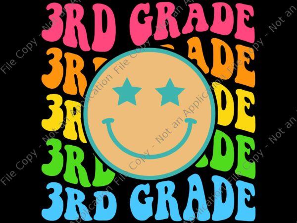 Groovy third grade vibes face retro teachers back to school svg, 3rd grade vibes svg, back to school svg, school svg t shirt design template