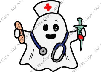 Nurse Ghost Scrub Top Halloween Svg, Nurse Halloween Svg, Nurse Ghost Svg, Halloween Svg