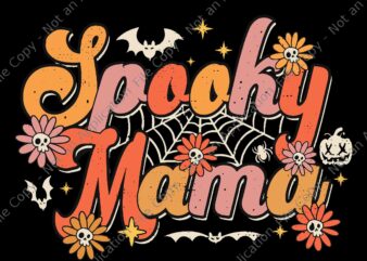 Groovy Spooky Mama Svg, Retro Halloween Ghost Witchy Svg, Spooky Mom Svg, Spooky Mama Halloween Svg, Halloween Svg, Shost Svg t shirt design template
