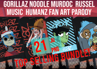 Gorillaz Noodle Murdoc Russel Music Humanz Fan Art Parody t shirt design template